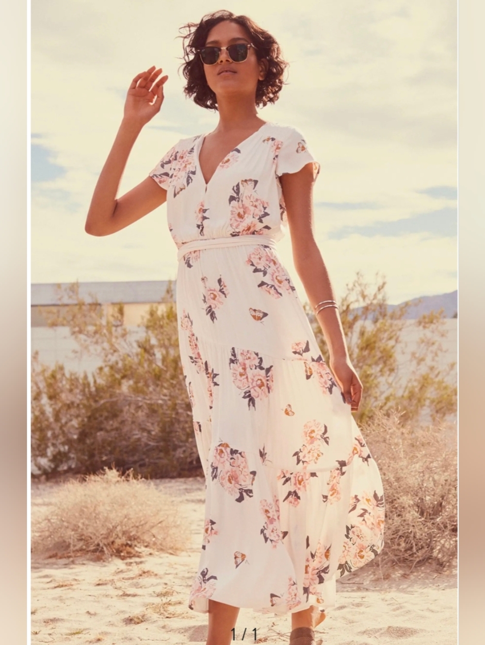 Free People All I Got Floral Maxi Dress Ivory Combo, Size 6